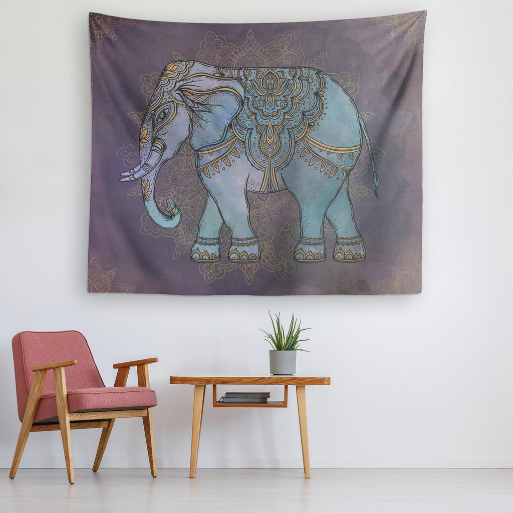 Hippie Mandala Tapestry Wall Hanging - Indian Elephant Meditation